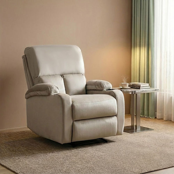 DANUBE | Eliana Fabric Recliner With Cupholder Beige | 810302801660