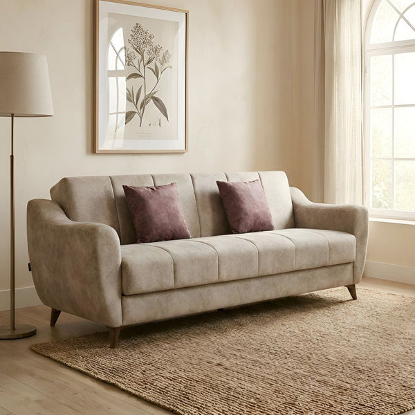 DANUBE | King 3 Seater Fabric Sofa Bed Beige | 810400300135
