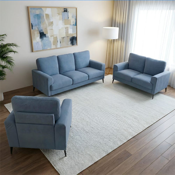 DANUBE | Bennett 3 + 2 + 1 Fabric Sofa Set Blue | 810400500142