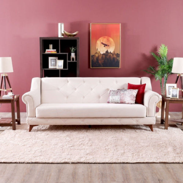 DANUBE | Perla 3 Seater Fabric Sofa - Cream | 810401100843