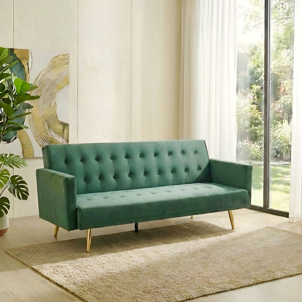 DANUBE | Claude 3 Seater Fabric Sofa Bed Emerald Green | 810401102081