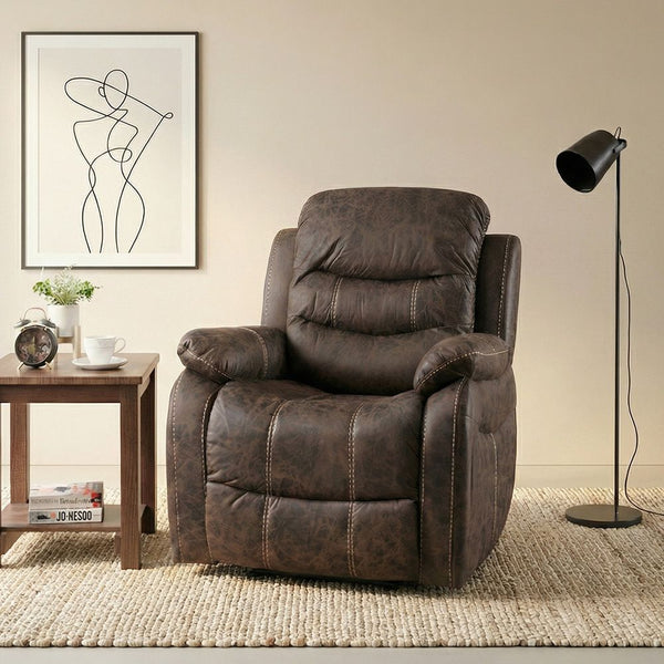 DANUBE | Adric 1 Seater Airleather Manual Recliner Dark Brown | 810401500133