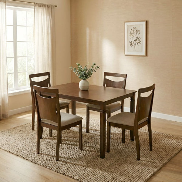 DANUBE | Salvoy 1+4 Dining Set Walnut  Grey | 811600200315