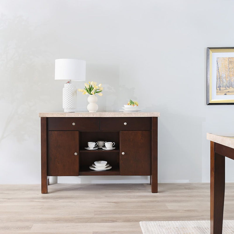 DANUBE | Brody Marble Dining Server Beige Dark Walnut | 811600500011