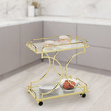 DANUBE | Phoebe Serving Trolley Clear Glass Brass | 811601100042