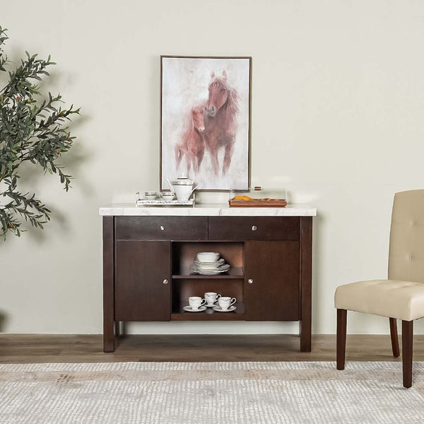 DANUBE | Brody Marble Dining Server White Dark Walnut | 811601100046
