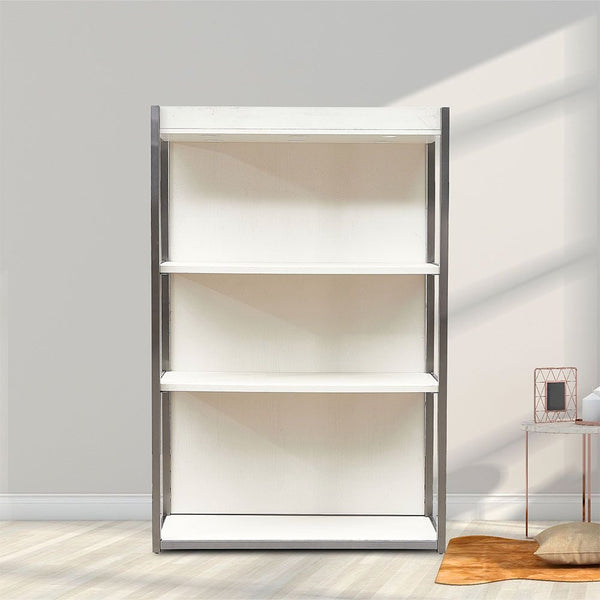 DANUBE | Aero 3 Tier Bookcase Display Cabinet With Led Rustic White Gold | 811900100037