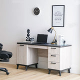 DANUBE | Kirwin Study Desk with 3 Drawers and 1 Door Storage Grey Oak Black | 811900900088