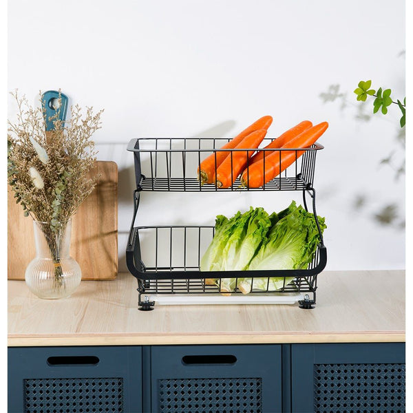 DANUBE | Atticus 2 Tier Iron Storage Cart With Tray Black 41 X 29 X 37 Cm | 812000306088