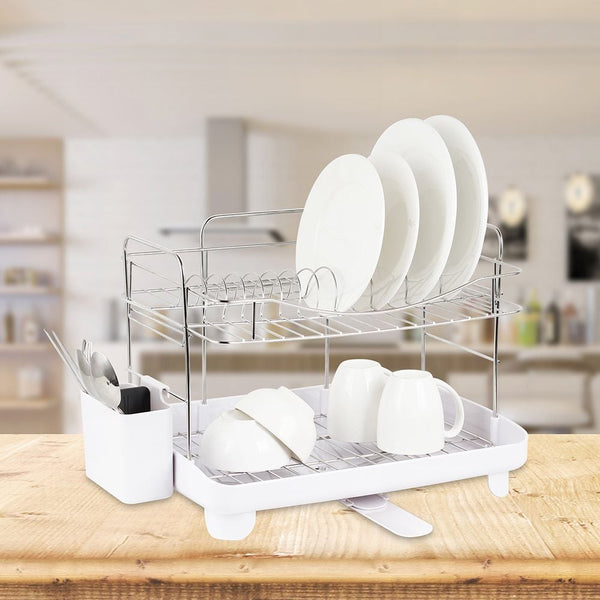 Atticus 2 Tier Stainless Steel Dish Rack Set 58x 32 x 32.5HCM | 812000307127
