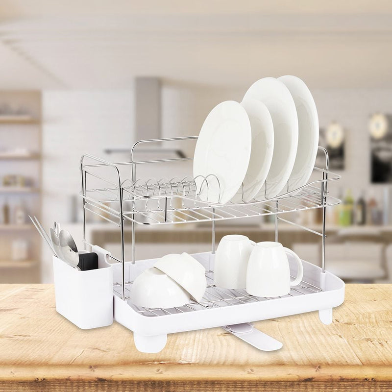 Atticus 2 Tier Stainless Steel Dish Rack Set 58x 32 x 32.5HCM | 812000307127