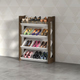 DANUBE | Lean 4 Tier Shoe Cabinet 12 Pairs White Walnut | 813200100083