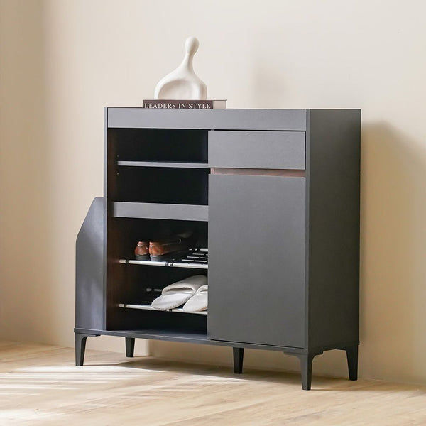 DANUBE | Pristina 9 Pair Shoe Cabinet with Open Shelves Black Walnut | 813200100124