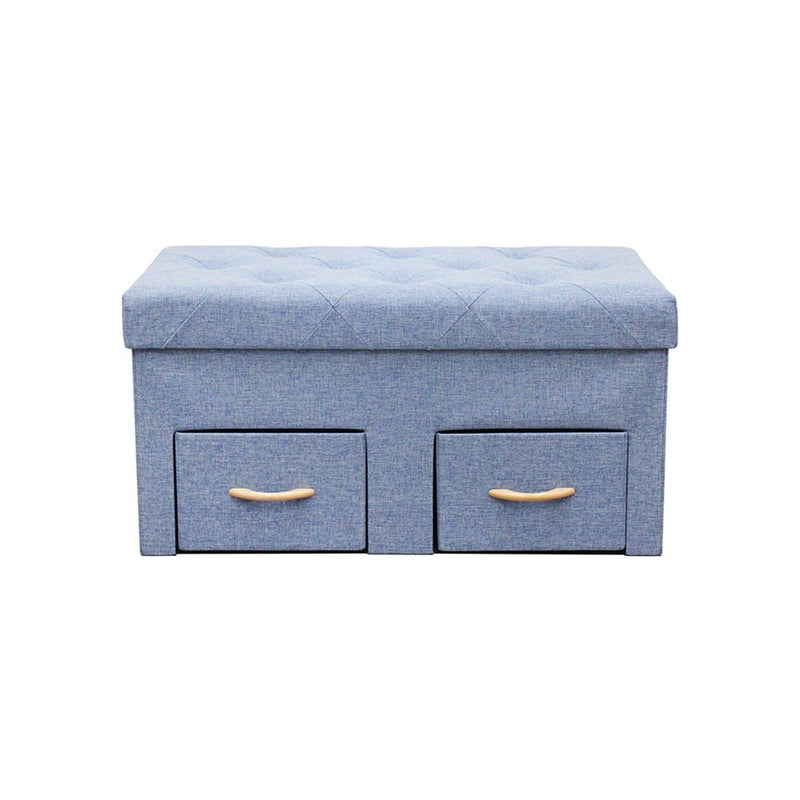 DANUBE | Trex 80X40X40 Linen Folding Storage Ottoman Blue | 813200400048