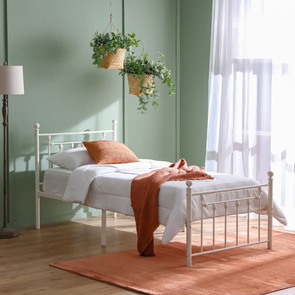 DANUBE | Bella Arrow 90x200 Metal Single Bed White | 813300100155
