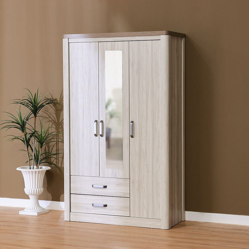 DANUBE | Olivos 3 Door Wardrobe with Mirror Ash Grey Oak | 813300300015