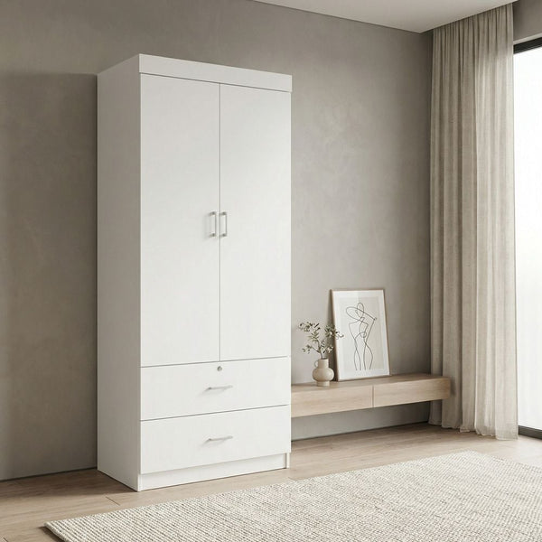 DANUBE | Sante 2 Door + 2 Drawer Wardrobe White | 813300300019