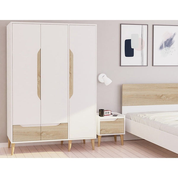 DANUBE | Aurora 3 Door Wardrobe with Drawer White Natural | 813300300024