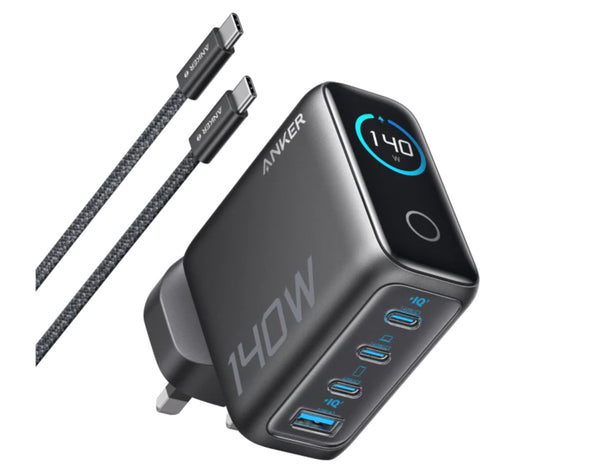 ANKER | 140W 4-Port GaN Laptop Charger with USB-C Cable and Smart Display | B2697KZ1