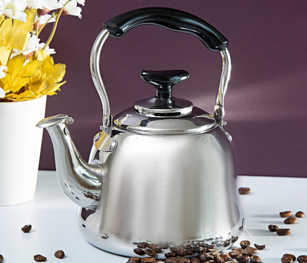 ROYALFORD | 1 Ltrs Stainless Steel Whistling Kettle Silver & Black | RF9563