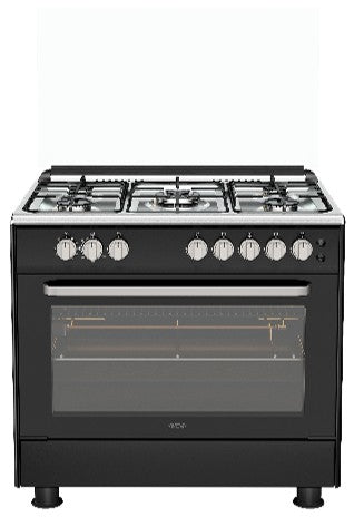 AVEVA | 90x60cm 5 Burner Gas Cooker Black | AV-KFGO9060BLK