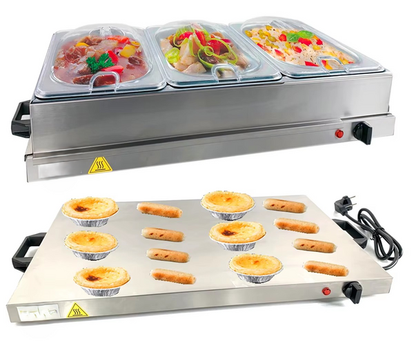 AVEVA | Electric Food Warmer with 3 Pans Silver | AV-DFW-3P