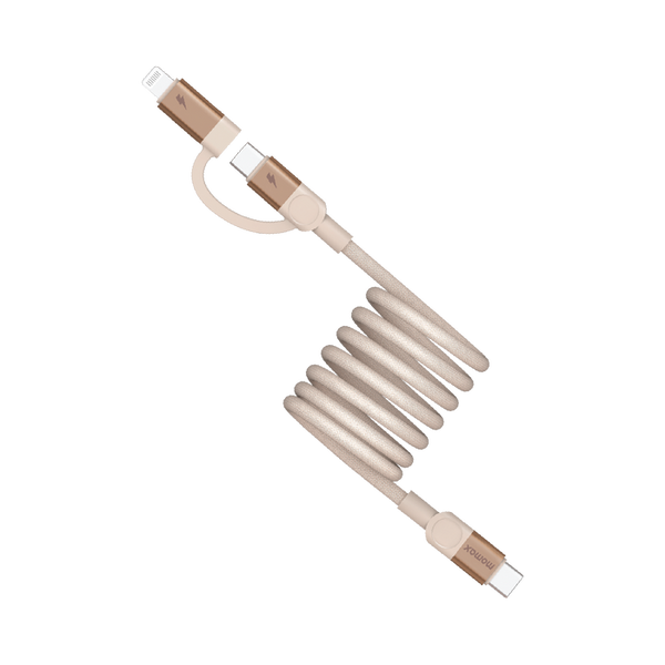MOMAX | Mag.link USB C to C & Lightning Magnetic Cable 1m Desert titanium | DL58L2