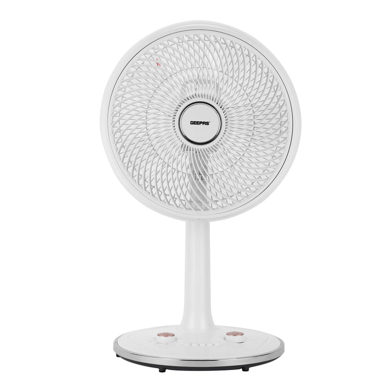GEEPAS | 14-Inch Desk Fan With 3 Speed Setting ABS Circulator Head AS 5 Fins Blade White | GF21202