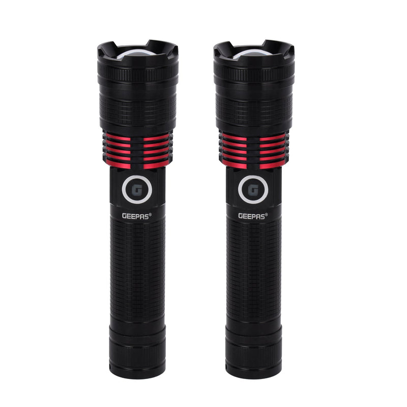 GEEPAS | Rechargeable LED Flashlight Portable Bright & Durable Lighting Device | GFL4667