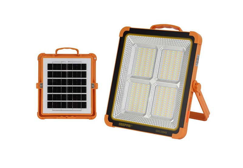 GEEPAS | Rechargeable Led Work Light With Solar Panel | GWL53042