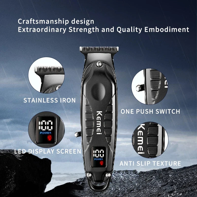KEMEI | Professional Barber Non-slip Body Electric Clipper Bass Noise Reduction LCD Digital Display Hair Trimmers | KM-2288