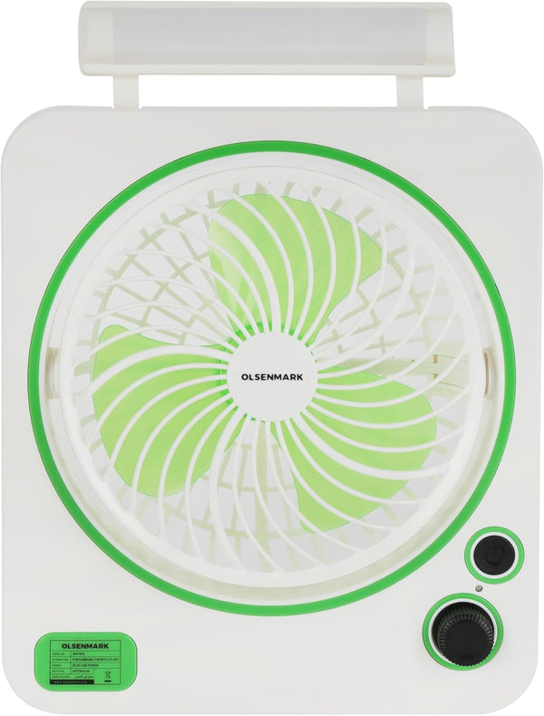 OLSENMARK | 6" Rechargable Fan With Led Light/3 Speed | OMF1875