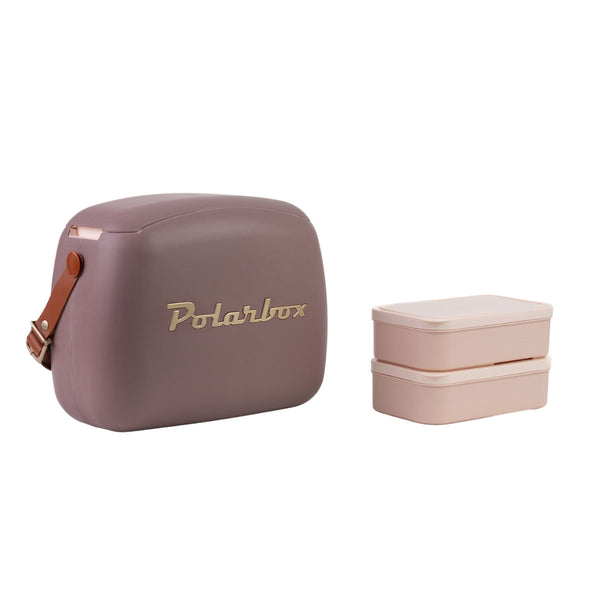 POLARBOX | 6Ltrs Urban Cooler Bag with 2 Containers Mauve Gold | PB-9347