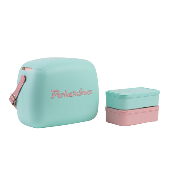 POLARBOX | 6Ltrs Summer Pop Cooler Bag with 2 Containers Verde Agua Rosa | PB-9348