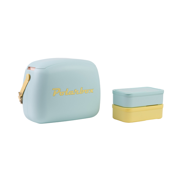 POLARBOX | 6 Ltrs Summer Pop Cooler Bag with 2 Containers Sky blue Yellow | PB-9351YL