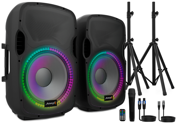 AUDIBAX | 2 x 15 " Led Set 2 Loudspeakers | Party 215