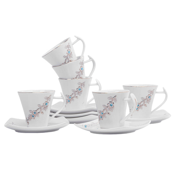 ROYALFORD | 12PCS Bone China Square Cup & Saucer Set | RF5728