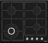 SIMFER | Built-in Gas Hob 4 Gas Burners Black Glass 60cm | SMFBHGTR60