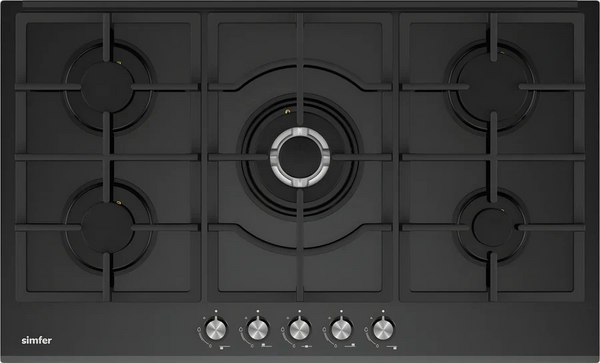 SIMFER | Built-in Gas Hob 90cm 5 Gas burners Black Glass | SMFBHGTR90