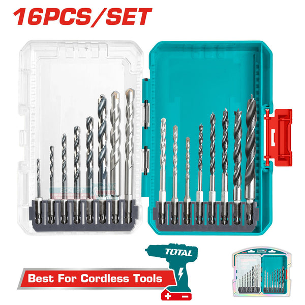 TOTAL | 16 Pcs metal multifunction drill and wood drill bits set | TACSDL11606