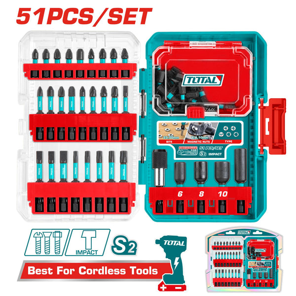 TOTAL | 51 Pcs impact screwdriver bits set | TACSDL25106