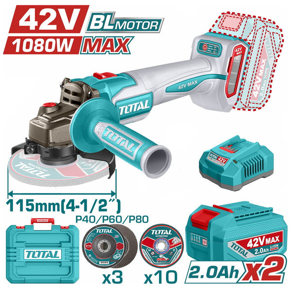 TOTAL | Cordless angle grinder | TAGLI4108112