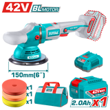 TOTAL | Cordless Polisher 42V Brushless 150mm | 6″ with Variable Speed & Accessories | TAPLI42151