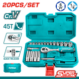 TOTAL | 20 Pcs 1/4 Socket Set | THT141201