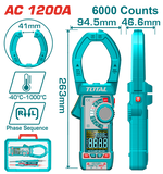 TOTAL | Tools Clamp Meter 1200 Amp Digital AC Model | TMT7610001