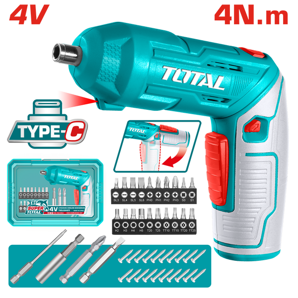 TOTAL | 4Nm Li-ion Cordless Screwdriver | TSDLI04425
