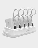 MOXEDO | Combo 5x10000 mAh Powerbank with Charging Dock 20 W PD Built-In Type-C Cable White | MX-PBH037-DS