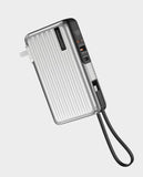 MOXEDO | Porta Go 10000 mAh 22.5W Power Bank with Foldable Interchangeable AC Plug USB-C Cable 2x AC Plug Adapters Silver | MX-PB014