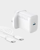ANKER | 20W Mobile Charger with USB-C to USB-C Cable 20W Power Delivery Fast Charging USB-C White | B2347K21