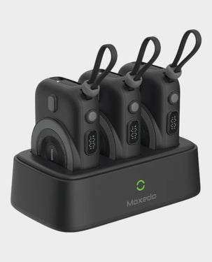 MOXEDO | Combo 3x10000 mAh Powerbank with Charging Dock 15W Wireless Charging PD Built-In Type-C Cable Black | MX-PBH035-DS